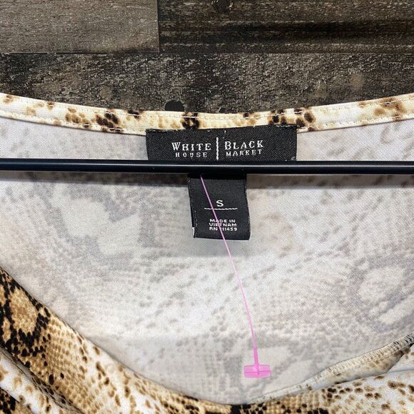 WHBM Women's Cowl Drape Neck Snakeskin Pattern Blouse Top Size Small Brown Tan - Picture 4 of 6